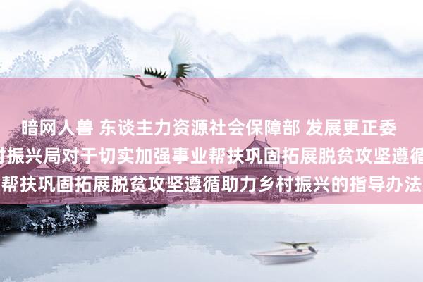 暗网人兽 东谈主力资源社会保障部 发展更正委 财政部 农业农村部 乡村振兴局对于切实加强事业帮扶　巩固拓展脱贫攻坚遵循助力乡村振兴的指导办法